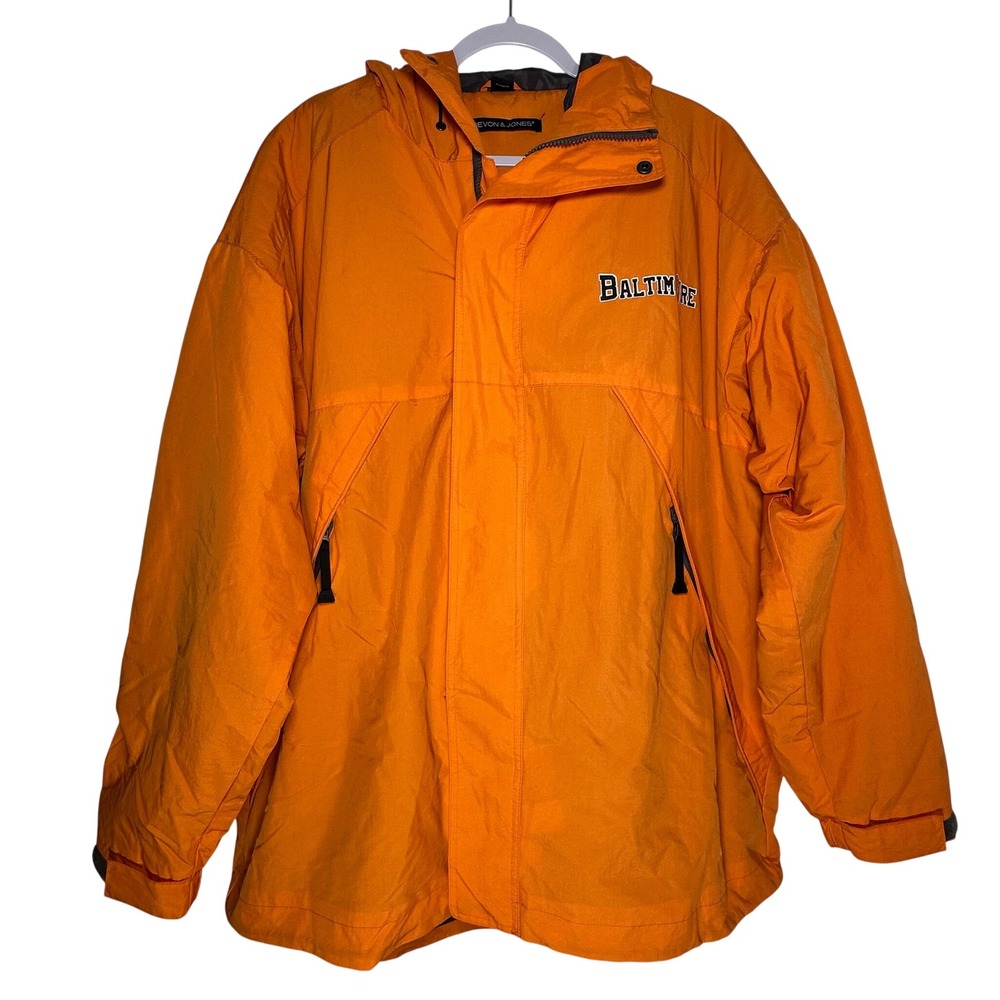 Devon & Jones Baltimore Orioles Jacket Mens XL Orange Hooded Nylon Windbreaker